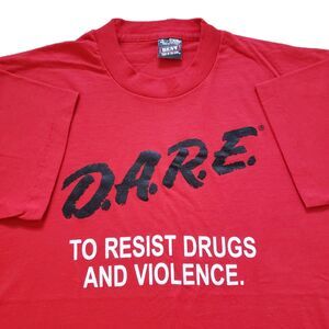 Vintage 90s DARE To Resist Drugs And Violence Large Single Stitch USA Made Shirt